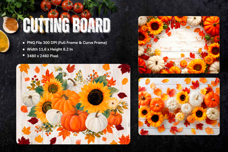 Pumpkin Cutting Board Kitchen Fall Autumn Chopping Board_158