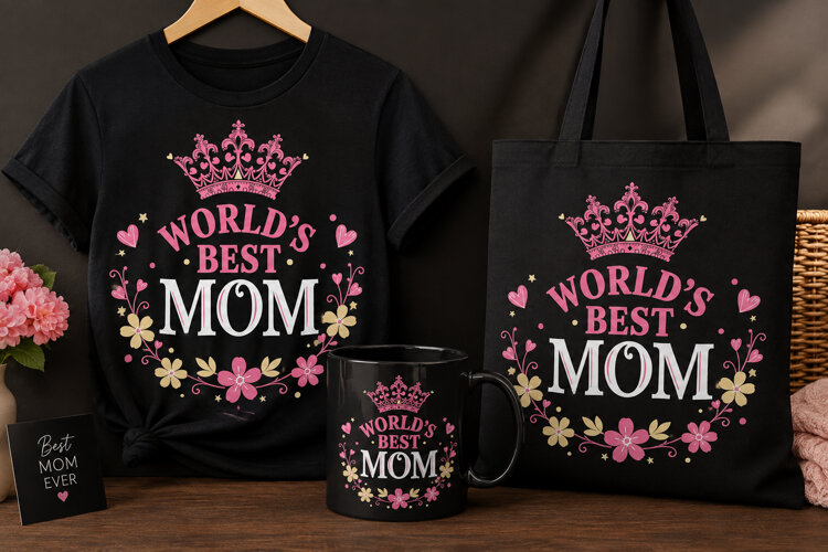 World’s Best Mom PNG | Floral Mother’s Day Design example image 1