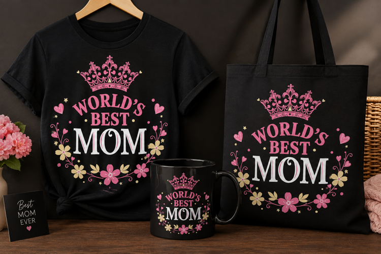 World’s Best Mom PNG | Floral Mother’s Day Design