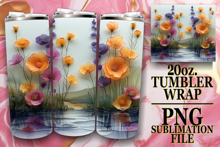 Joyful Spring Meadow of Flowers Tumbler Sublimation example image 1