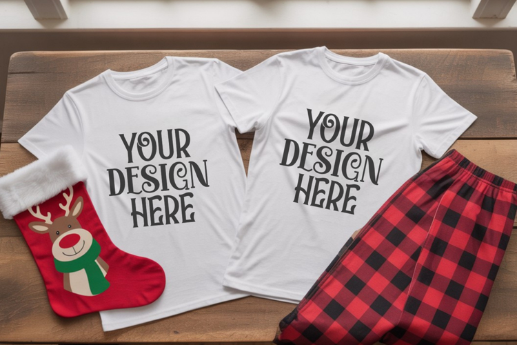 Christmas Family Matching Group T-Shirt Mockups | Holiday Fl