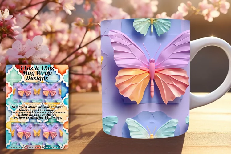 Springtime Butterfly Mug Wrap