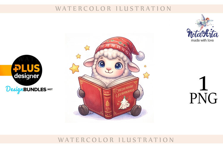 Christmas Sheep in Watercolor Style example image 1