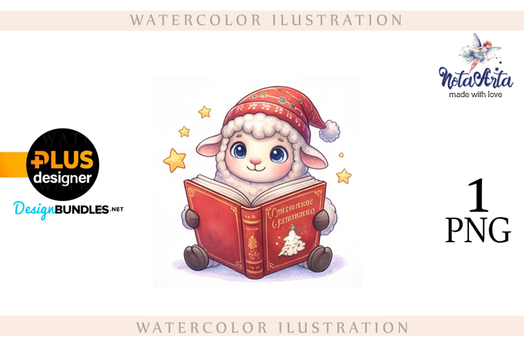 Christmas Sheep in Watercolor Style