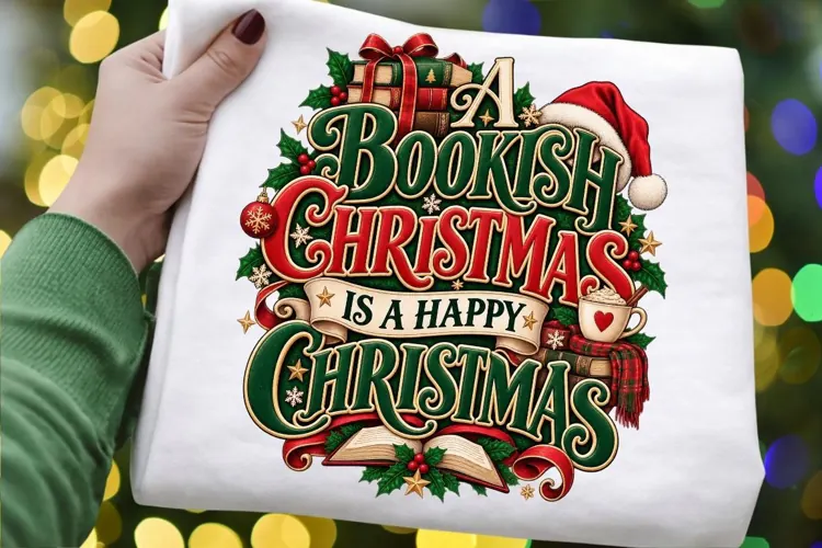 A Bookish Christmas Is a Happy Christmas PNG, Christmas Book