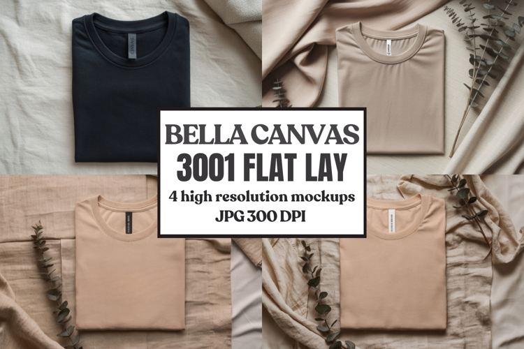 Bella Canvas 3001 Flat Lay T-Shirt Mockup