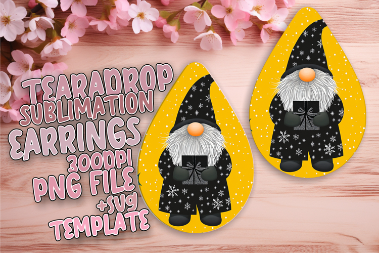 Unique Teardrop Earrings Artwork for Crafting , Gnome