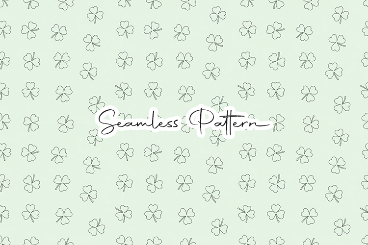 Shamrock Line Art Seamless Pattern - Leprechaun & Clovers