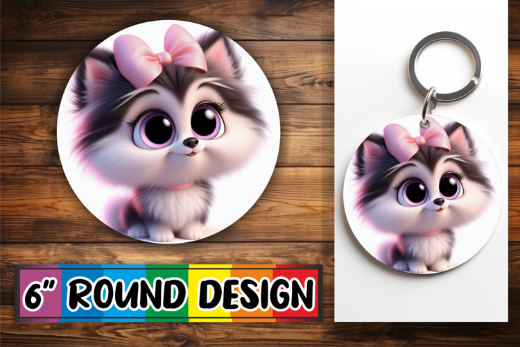 Joyful Coasters Circle PNG Style, 3D Dog