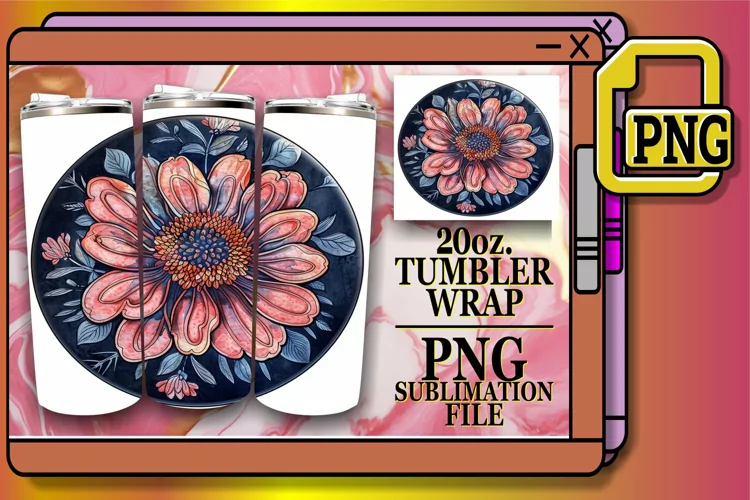 Denim Flower Tumbler Sublimation Spring 20oz