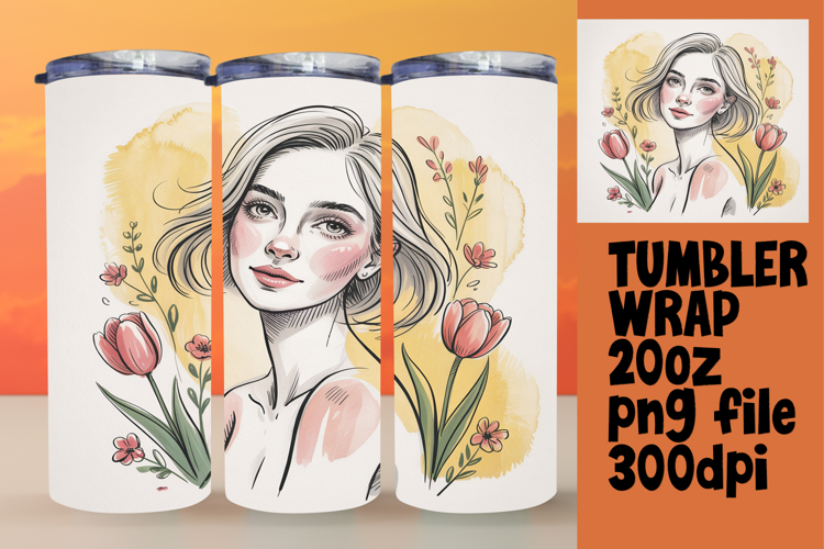 GRACEFUL 20oz PNG Tumbler Wrap , Beauty Woman