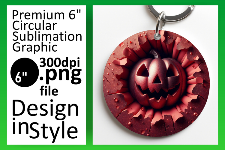 Vibrant Circle PNG for Keychains , 3D Pumpkin