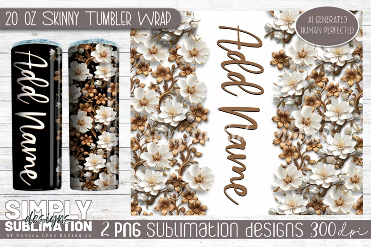 3D Seamless Sublimation Skinny Tumbler Wrap| 20oz | Png