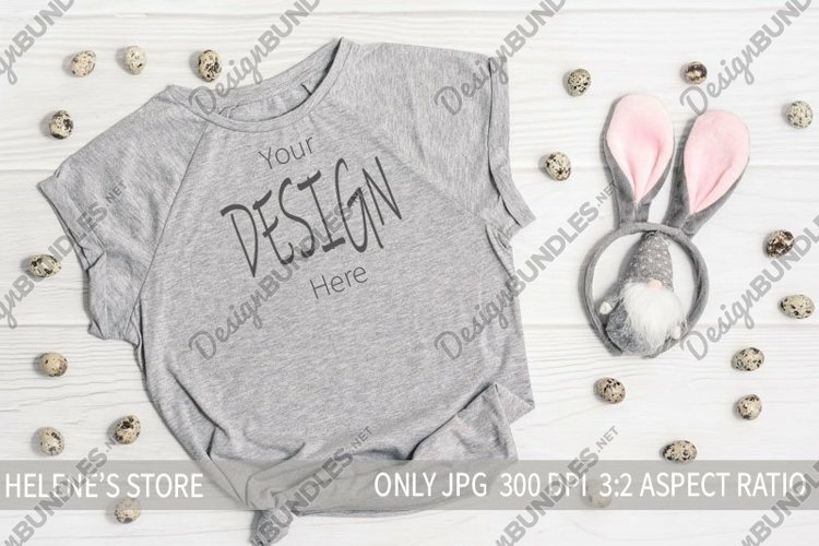 Easter mock up |mockup easter tshirt | Gray tshirt mockup example image 1