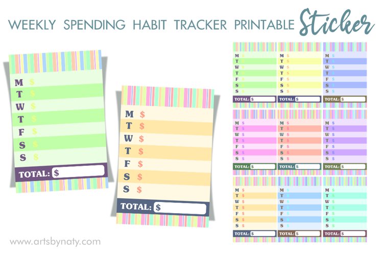 Weekly spending habit tracker stickers. example image 1