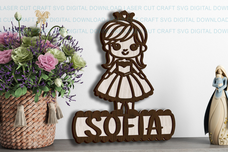 Princess Toddler Name Sign SVG laser cut, Cricut example image 1