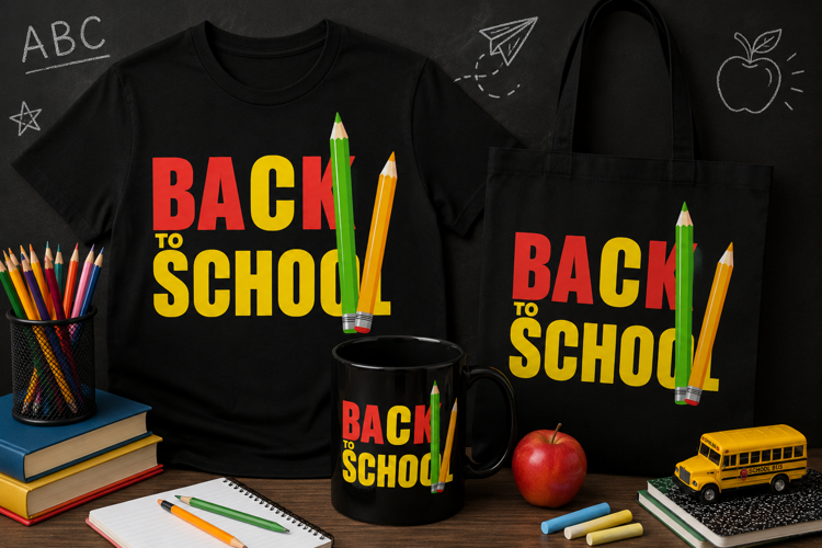 Back to School PNG, Colorful Pencil Teacher Classroom Design