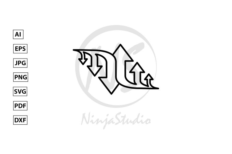 Three Line Arrow Sign Direction Two way example image 1