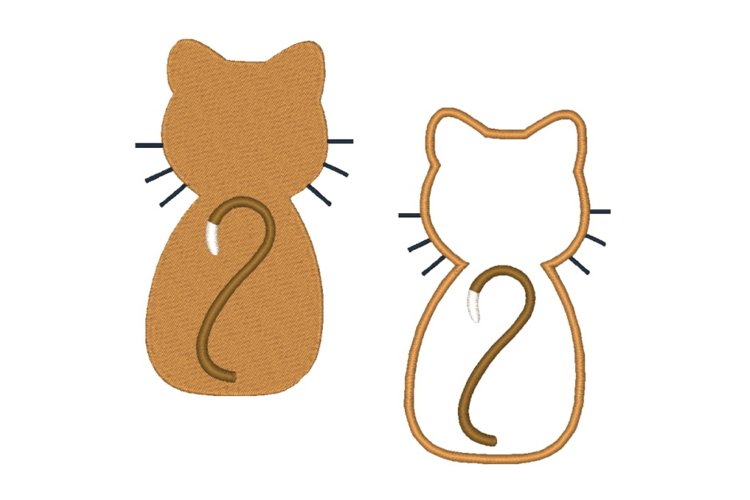 Cat applique machine embroidery design set