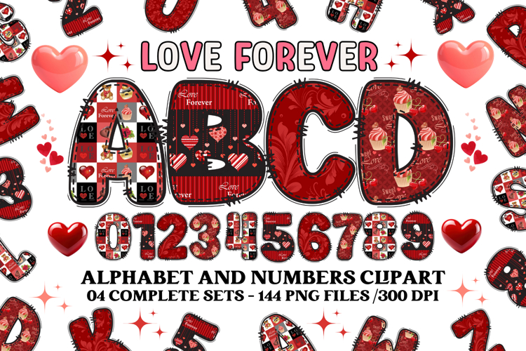 Love Forever Alphabet   Numbers Clipart Set