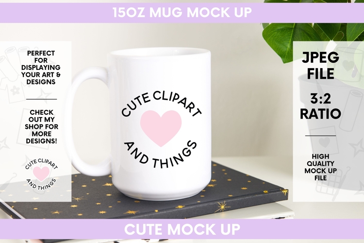 Mug Mock Up | Simple 15oz Mug Mock Up With Monstera