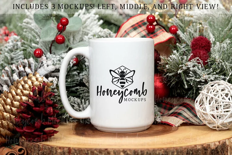 15oz White Mug Mockup, Christmas Mug Mockup