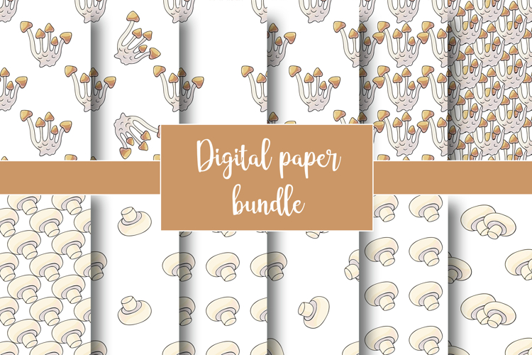 Illustration in hand draw style. Mushrooms. Seamless pattern
