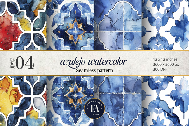 Azulejo watercolor Tile Pattern | Moroccan Traditional tiles
