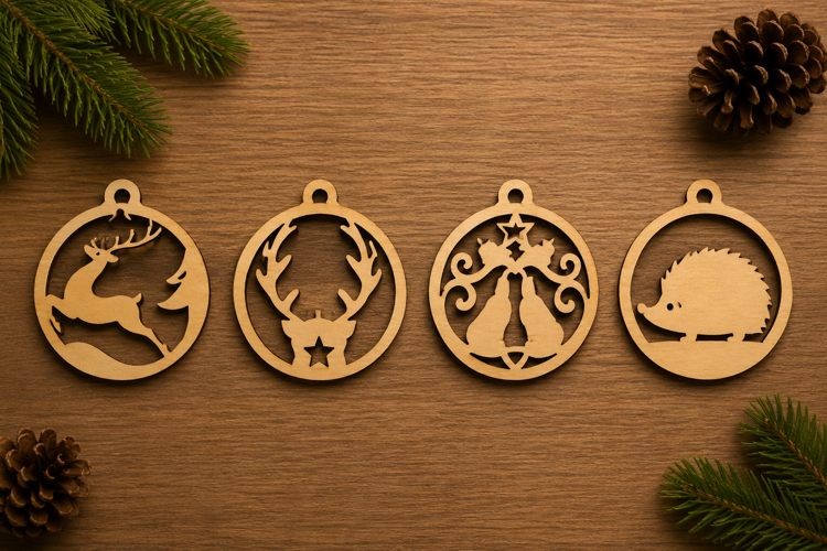 Woodland Christmas Ornament Laser Cut Files Bundle