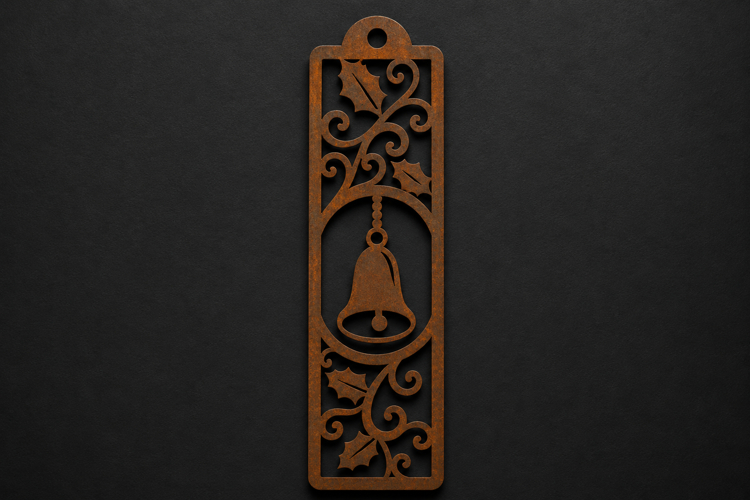 Festive Christmas Bell Wooden Bookmark with Holly Leaf example image 1