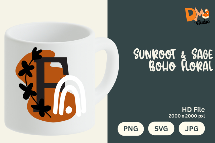 Sunroot & Sage Boho Floral Monogram