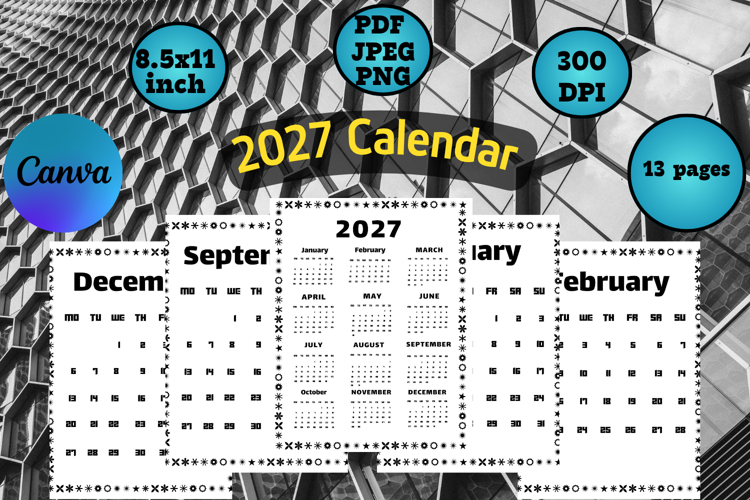 2027 calendar templates with frame 2
