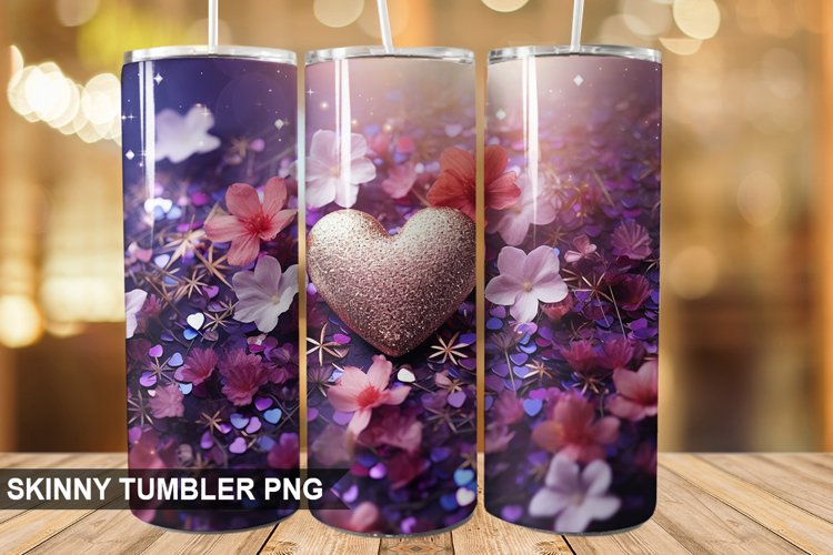 3D Valentines Day Tumbler Design | Sublimation Wrap 20 Oz