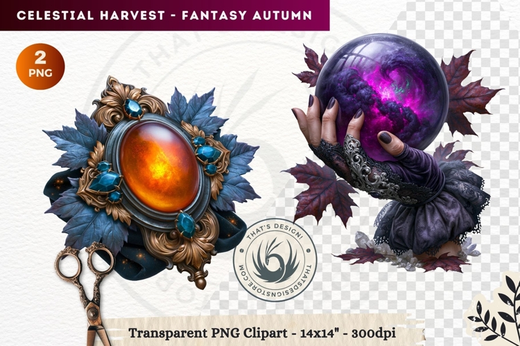 Autumn Fantasy Clipart PNG Celestial Steampunk Harvest