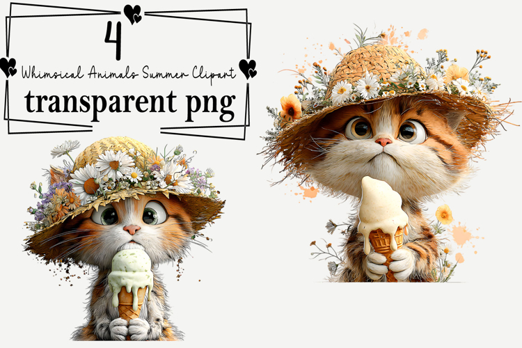 Whimsical Animals Summer Clipart Watercolor PNG