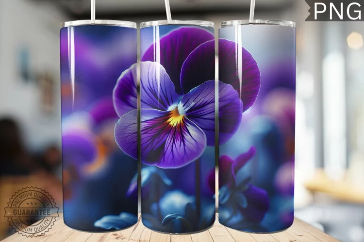 Pansy Flower Tumbler Wrap - Tumbler Design