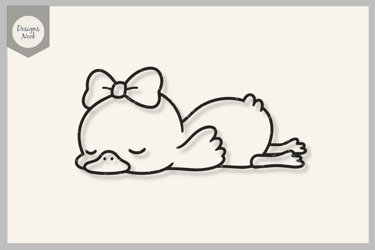 Sleeping Duckling SVG, Sweet Baby Ducky SVG, Duck with Bow