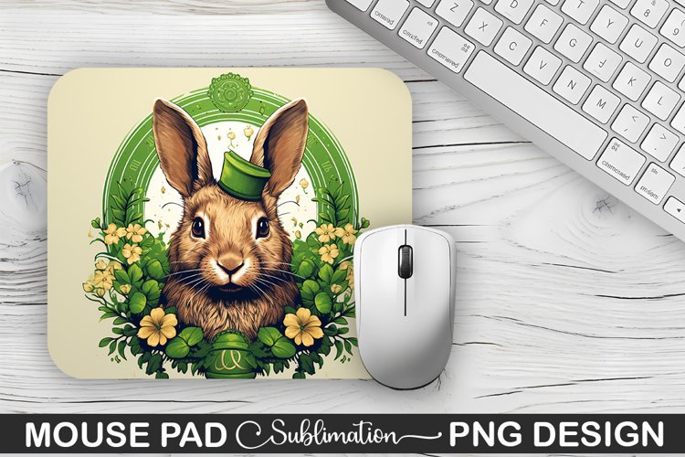 St. Patricks Day Bunny Sublimation Mouse Pad Design