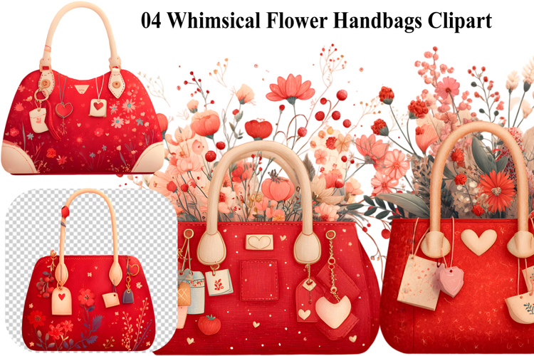 Whimsical Flower Handbags Clipart