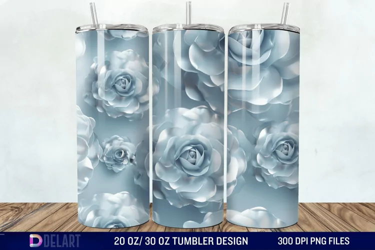 3D Flower Seamless Roses Tumbler Wrap