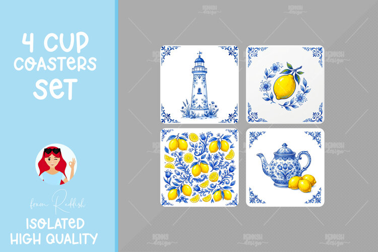 4 Ceramic Tile Style Ornamental Pattern Drink Coasters example image 1