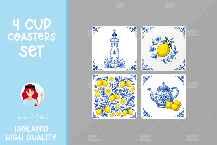 4 Ceramic Tile Style Ornamental Pattern Drink Coasters