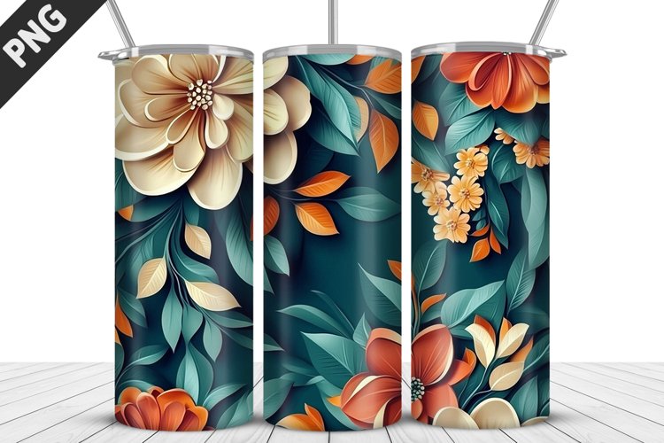Flowers Tumbler Wrap | Sublimation Design | Tumble PNG