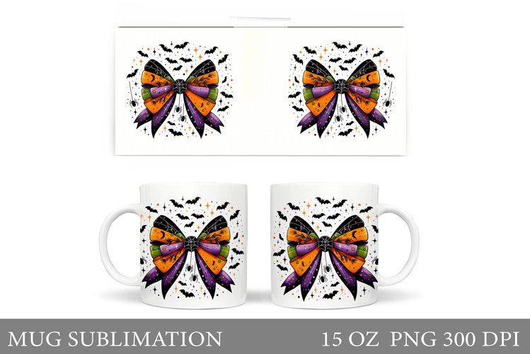 Halloween Bow Mug Sublimation. Halloween Mug Design example image 1