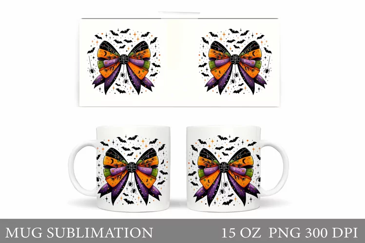Halloween Bow Mug Sublimation. Halloween Mug Design