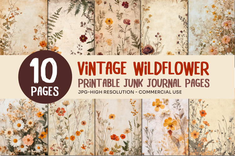 Vintage Wildflower Junk Journal Pages example image 1
