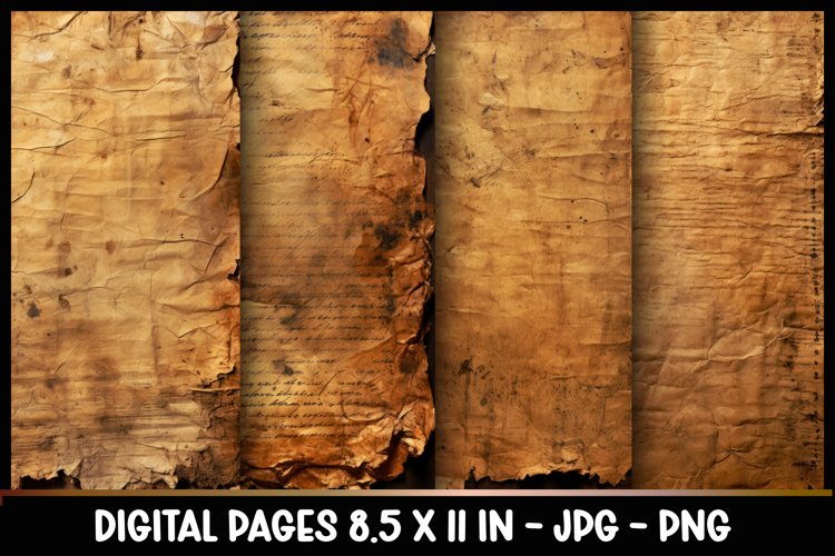 4 Vintage Brown Digital Papers I Junk Journal 8.5x11 example image 1