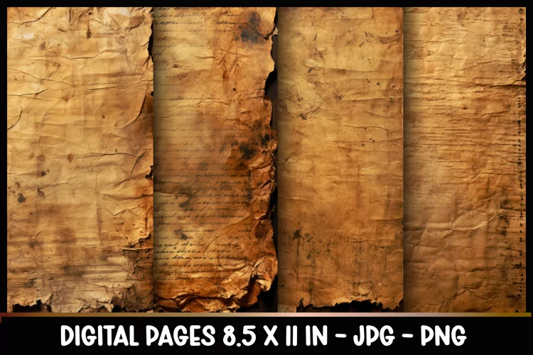 4 Vintage Brown Digital Papers I Junk Journal 8.5x11
