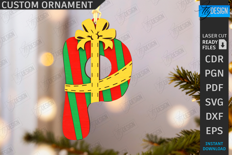 Christmas Letter Ornament|Hanging Christmas Monogram SVG|CNC
