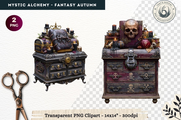 Gothic Witch Mystic Alchemy Clipart, Autumn Apothecary PNG